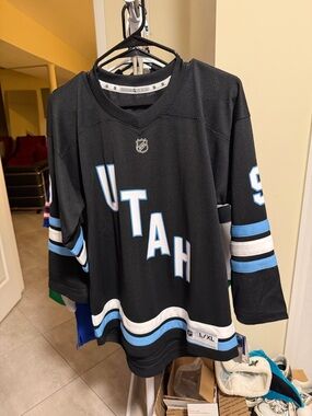 adidas Black Hockey Jersey with Light Blue & White Accents